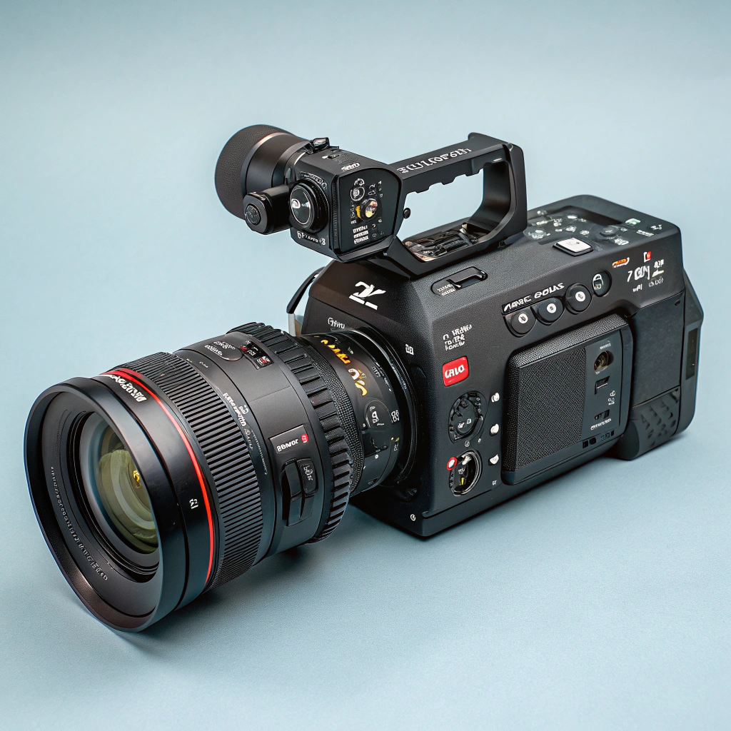 Close up of professional camera equipment on a film set